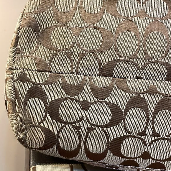 Vintage Coach Brown Signature Tote Bag with Laptop Case - Picture 5 of 12